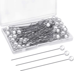 Corsage Boutonniere Pins Faux Pearl White Wedding Head Straight Bouquet Pins for - Picture 1 of 7