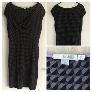 Boden Office Dress Black and Grey Cotton blend, soft touch,Cowl Neck Uksize 8/10