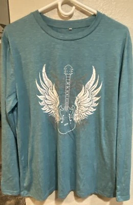 Electric Guitar T Shirt Music Lover Rock Long Sleeve Shirt L - Image 1 of 3