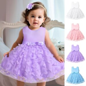 Toddler Girls Sleeveless Butterfly Embroidery Tulle Bowknot Pageant Gown Party