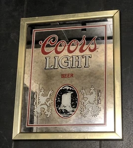 Vintage 1983 Coors Light Beer Mirror Sign Bar Pub Mancave Advertising 18x14 - Picture 1 of 8