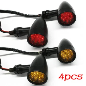 4 Motorcycle LED Bullet Turn Signal Blinker Light Black For Harley Davidson Dyna - Picture 1 of 12