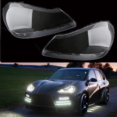 Pair Front Headlight Lens Cover For Porsche Cayenne 2008-2010 Headlamp Cap Clear - Изображение 1 из 4