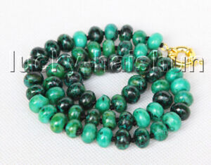19" 6X10mm Rondelle Spacer green chrysocolla Beaded Strand knotted necklace