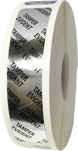 Silver Metalized Tamper Evident Resistant Labels | 0.75" x 3.5" Inch | 500 Pack - Picture 1 of 6