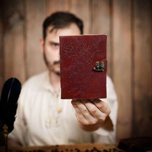 Leather Bound Journal Notebook Medieval Handcrafted Motifs Blank Pocket Diary - Picture 1 of 13