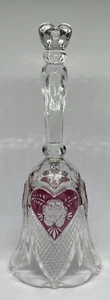 Bell Crystal Cut Ruby Red Hearts Bleikristall Hofbauer germany 7" Collectible - Picture 1 of 4