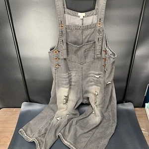 Easel Loose Fit Grunge Distressed Black Overalls Women Size Medium Wide Leg. QQ - Picture 1 of 10