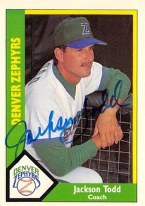 Jackson Todd autographed Baseball Card Denver Zephyrs 1990 CMC Minor League #672
