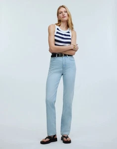 Madewell 90er Straight Leg Jeans 26 2 Light Wash High Waist Rise Stretch Neu mit Etikett - Bild 1 von 16