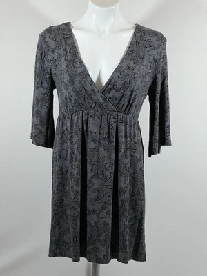 Top túnica manga dividida Soma Live Lounge Wear para mujer pequeño gris/negro cuello en V 3/4 Foto 1 de 4