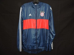 Adidas FC Bayern Munich Blue & Red Hooded Jacket Mens Windbreaker Size SMALL - Picture 1 of 8
