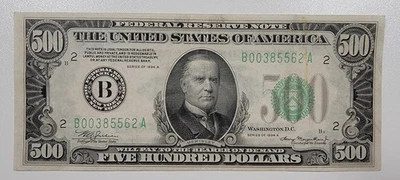 1934 A $500 Federal Reserve Note, New York, bright and crisp - Image 1 of 2