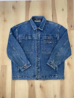 Jaqueta jeans vintage anos 90/2000’s Mecca tamanho 2XL feita em Hong Kong Street wear - Imagem 1 de 4