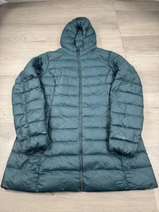 Eddie Bauer Jacket Women’s XLT Green Cirruslite Down Parka Hooded Puffer EB 650 - Picture 1 of 9