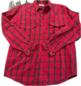 Vintage CC FILSON Alaskan Guide Flannel Mens Medium Made In USA Red Black Plaid - Picture 1 of 7
