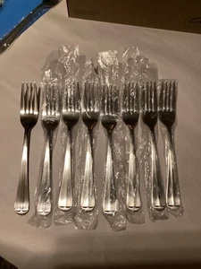Walco Royal Bristol Dinner Forks 8 Satin Stainless Steel 4 Tine 7 3/4" NEW - Picture 1 of 5