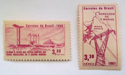 Brazil 1960-61 Stamps Sc #C104-C105 - Air Post - MNH, OG - FREE shipping - Image 1 of 2