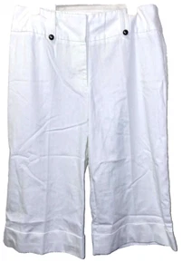 Studio 1940 Capri Pants Women's Size 12 White Cotton Blend Wide Leg Casual - Picture 1 of 9
