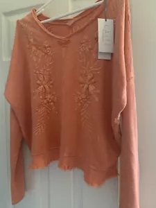 caite embroidered top, Cotton, Xl, Orange, Melon Color - Picture 1 of 9