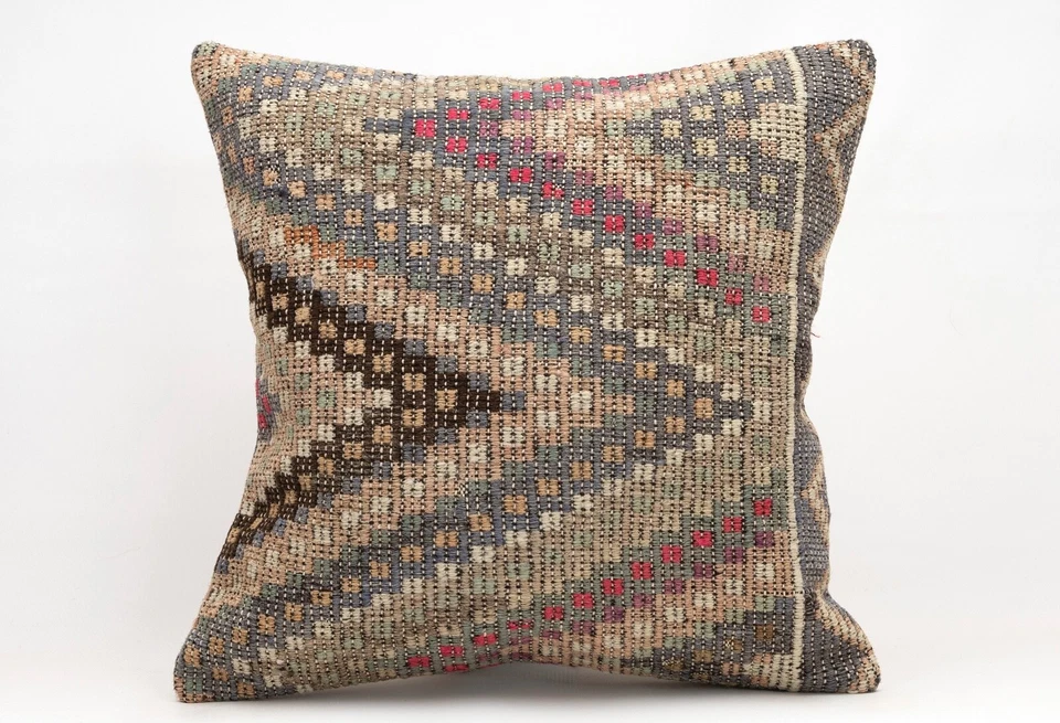 Kilim Pillow Cover, 20x20 in, Decorative Sofa Cushion, Handmade Boho Pillow - Image 1 of 4