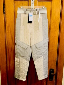 Nike Air Jordan Cozy quilted belted pants gray/cream DJ2731-140 NWT sz M $120.00 - Picture 1 of 9
