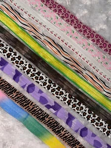 Lote 40 yardas surtido FOE plegable elástico tigre leopardo arco iris camuflaje cerezas - Imagen 1 de 2