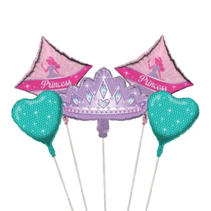 Princess Party Supplies Balloon Bouquet 5 Piece Girl Birthday Crown Tiara Barbie - Picture 1 of 1