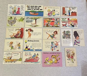 Big LOT OF 20 POSTCARDS Old COMIC funny HUMOR Vintage 1900s 1950s Vintage - Picture 1 of 9
