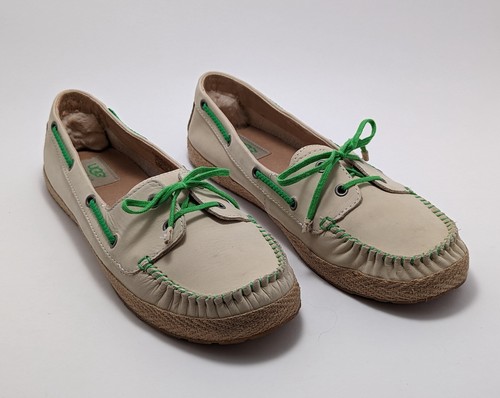 Ugg mocassino Tylin slip on ballerine mocassino in pelle marrone chiaro tela verde