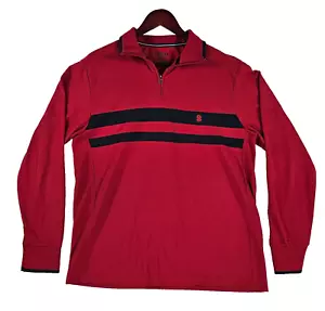 Pullover Izod Performance 1/4 Cremallera Para Hombre Rojo Negro Rayas Golf Puños Informales Talla M - Imagen 1 de 10