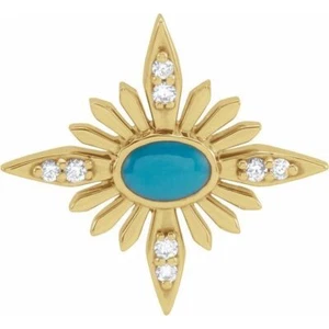 Colgante celestial amarillo turquesa natural de 14 K y 0,08 CTW diamante natural - Imagen 1 de 1