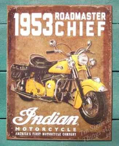 1953 Roadmaster Chief Indian Motorcycle TIN SIGN vintage garage bar decor #1932 - Picture 1 of 9