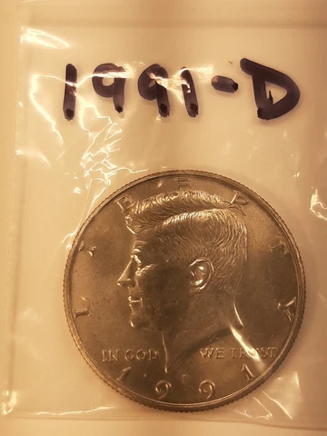 1991-D Kennedy Half Dollar, Circulated but NICE ! Cover