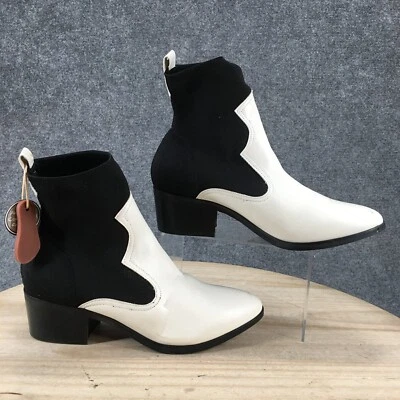 Mia Boots Womens 10 M Nicky Western Ankle Booties White Leather Cuban Pull On - Image 1 of 4