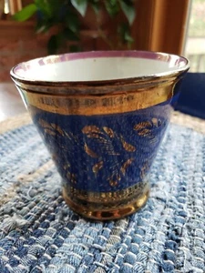 Copper Luster Handleless Cup Beaker Tumbler Blue Lustre Pottery Staffordshire  - Picture 1 of 9