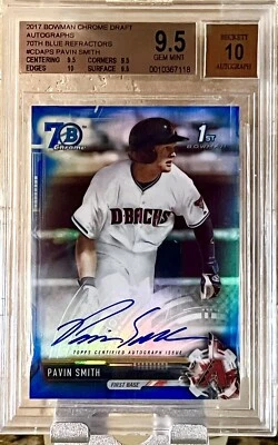 2017 1st Bowman Chrome Draft Pavin Smith 70th BLUE Refractor #’d / 70 BGS 9.5/10 - Image 1 of 2