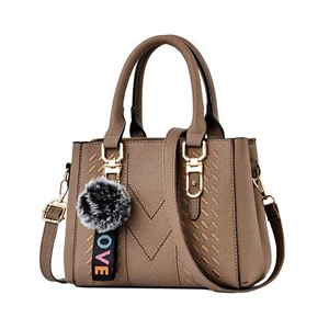 Shoulder Bag Stylish Faux Leather Crossbody with Fur Ball Charm - Picture 1 of 16