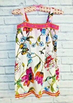 Peace & Love Broderie Anglaise Floral Beaded Summer Pinafore Dress Size 10 years - Image 1 of 4