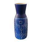 Vase aztèque en céramique bleu et blanc Prempracha fabriqué à la main Thaïlande 8,5"