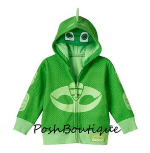 NWT Disney PJ Masks Gekko Green Boy Girl Costume Hoodie Jacket Mask 2T 3T 4T 5T - Picture 1 of 1