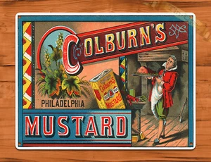 TIN SIGN "Colburn's Mustard" Condiment Ad Rustic Kitchen Wall Decor - Picture 1 of 1