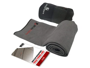 Non Slip Microfiber Yoga Towel Mat with Corner Pocket Grey & Red - Picture 1 of 4