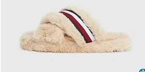 NWT Tommy Hilfiger Fur Flag Home Slippers Sliders Size S (Pantoffels) - Picture 1 of 6