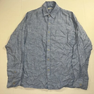 Carbon 2 Cobalt Shirt Mens XL 100% Linen Blue  Long Sleeve Button Up - Image 1 of 4