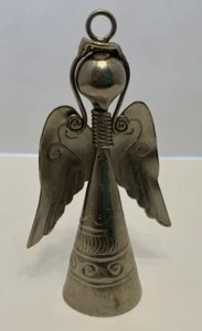 Vintage Metall Engel Glocke Höhe 3,75" Silber Weihnachtsschmuck  - Bild 1 von 5