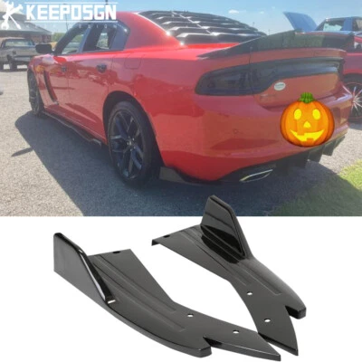 For Dodge Charger RT SRT SXT Rear Bumper Diffuser Splitter Spoiler Gloss Black - Image 1 of 4