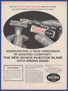 Vintage 1961 SCHICK Krona Edge Razor Blades Shaving Shave RARE Print Ad 60's - Picture 1 of 1