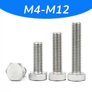 M4 - M12 Left Hand Thread Hex Cap Bolts / Screws, A2 Stainless Steel DIN 933 - Picture 1 of 3