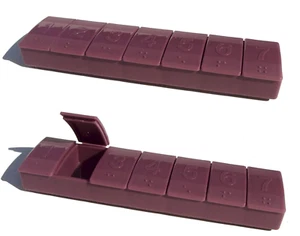 Tupperware Pillola 7 Giorni Vitamina Advil Keepers Braille Nuovo Set di 2 Prugna Viola - Foto 1 di 1